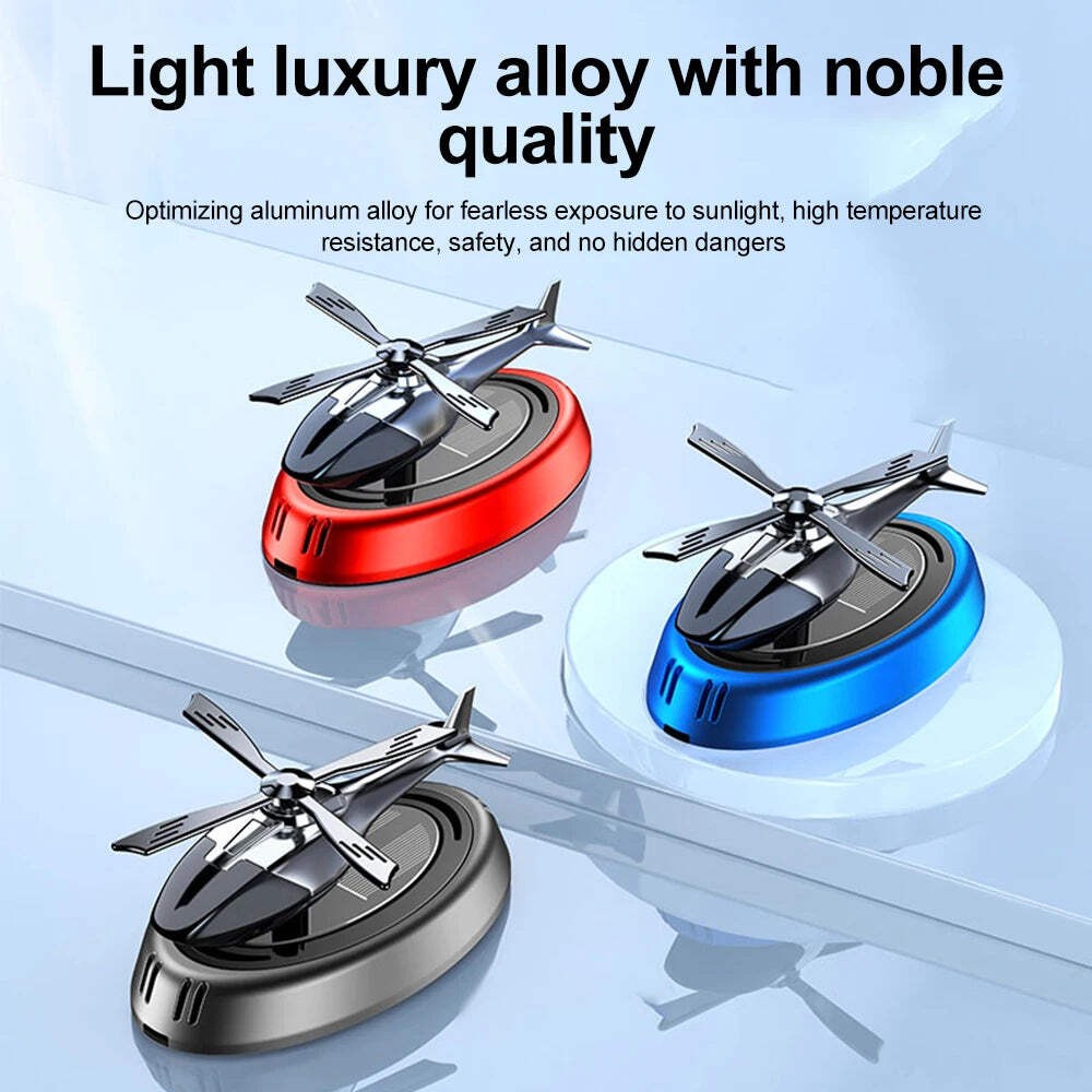 Solar Powered Rotation Helicopter Aromatherapy Car Air Freshener Alloy ABS SUV