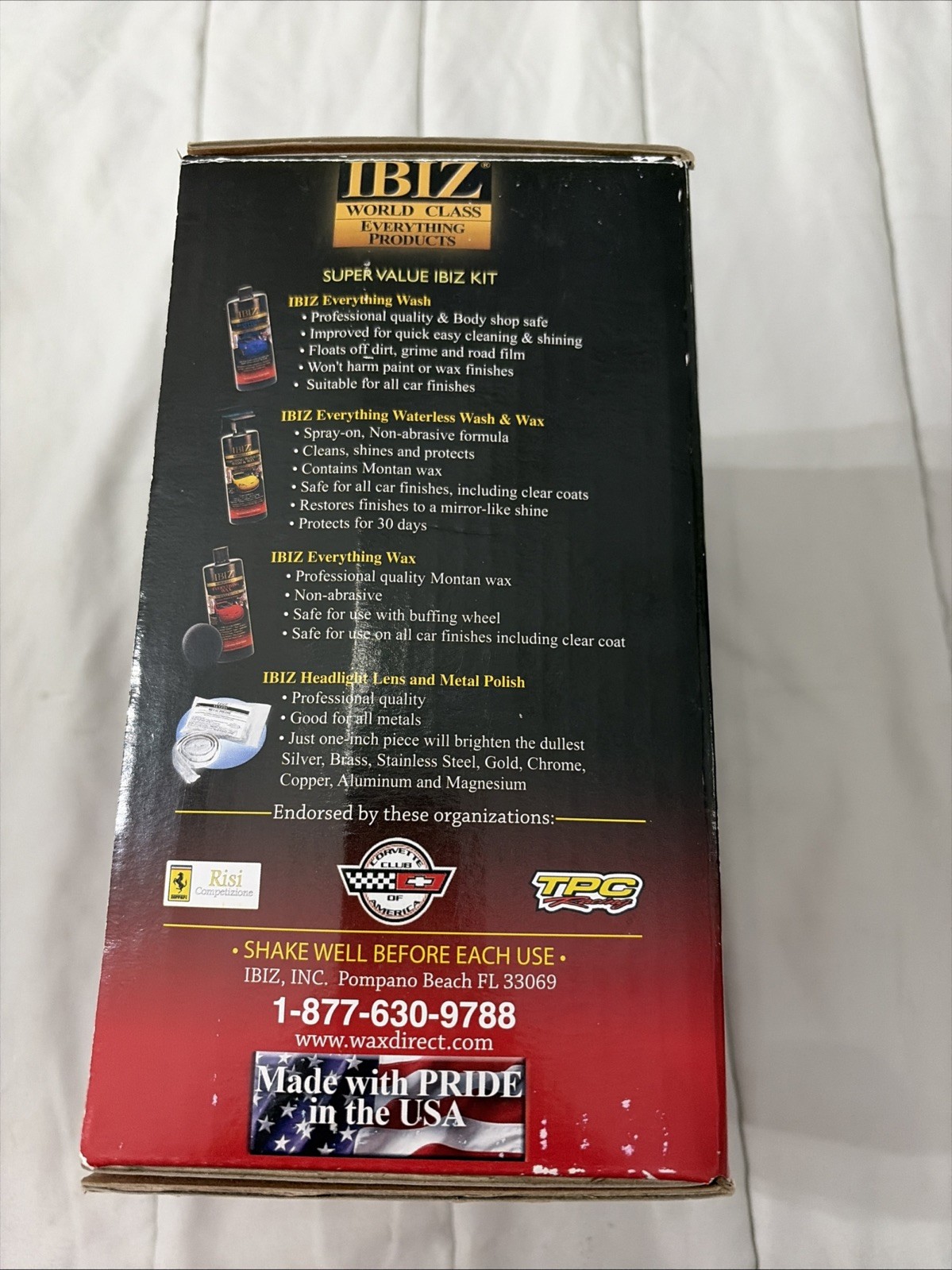 IBIZ World Class Everything Products Car Wash & Wax Polish Open Box. Never used.