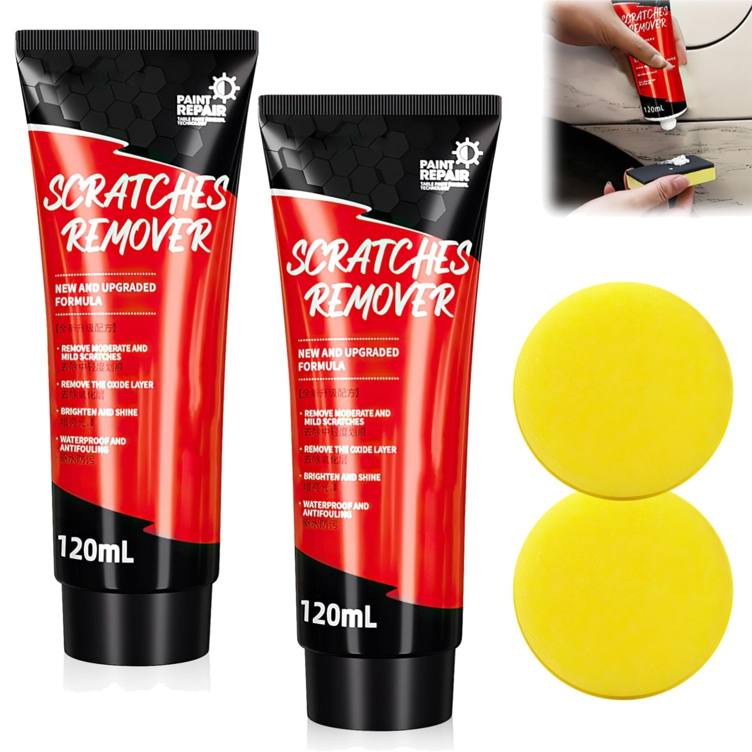 2 PCS Car Scratch Repair Paste with Sponge, Car Scratch Remover