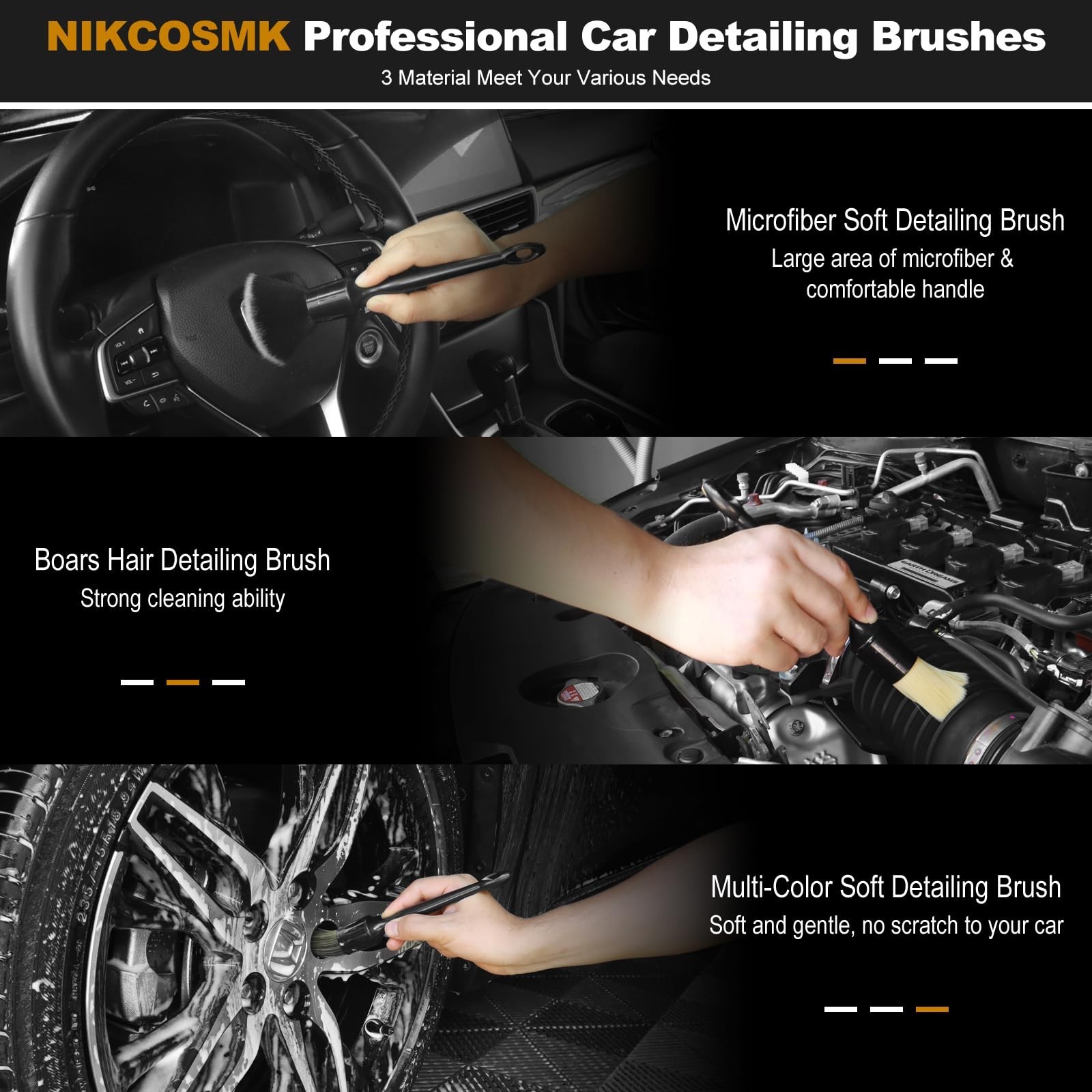 10PCS Car Detailing Kit – Interior Cleaner Brushes, Microfiber Cloths & Applicat