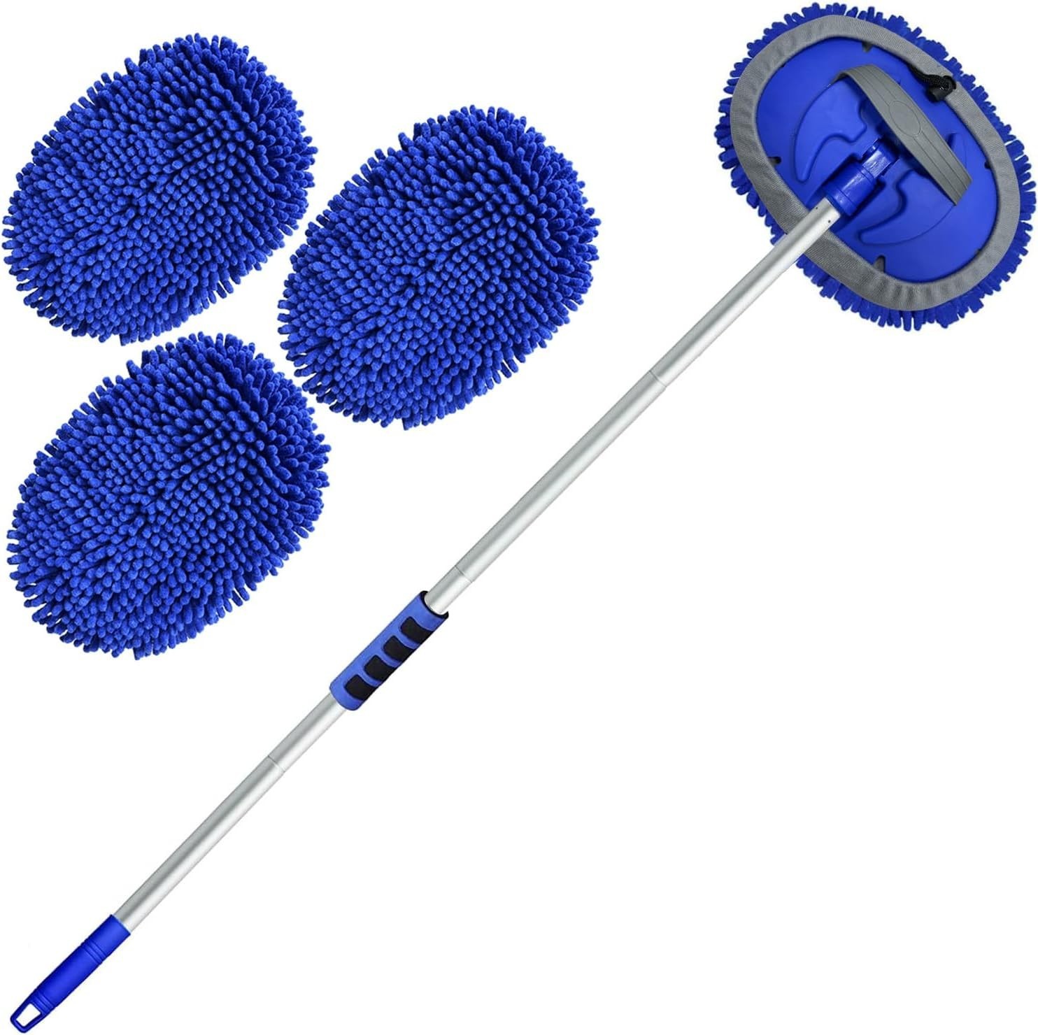 62” Car Wash Brush Kit with Long Handle, Chenille Microfiber Car Wash Mop Mi…