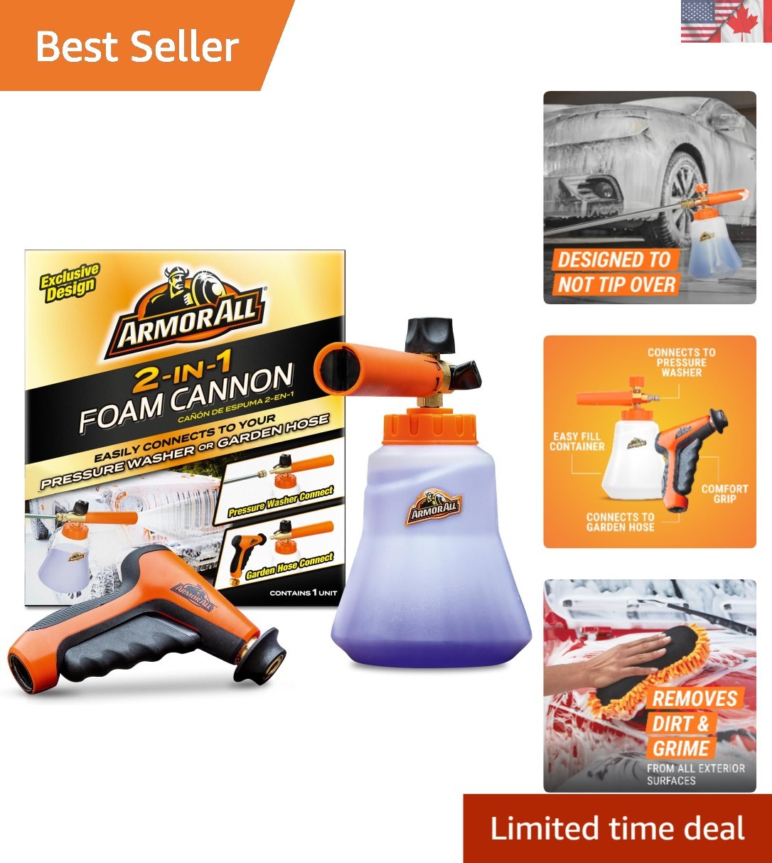 Effortless 2-in-1 Foam Cannon Cleaning Kit with Ergonomic Adaptor & Accessories