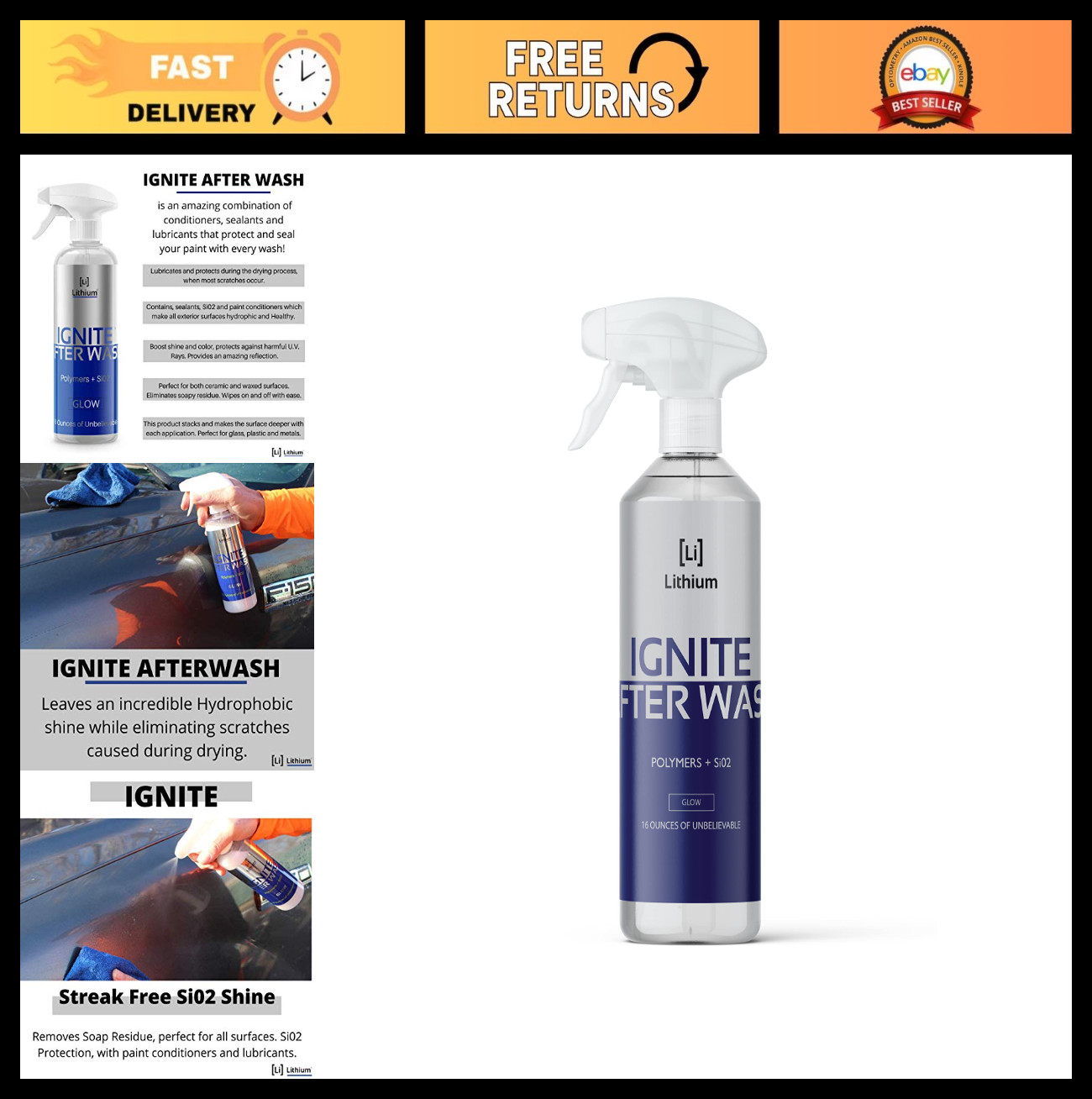 Waterless Car Wash – Streak-Free Si02 Exterior Care, Hydrophobic Ceramic Shine