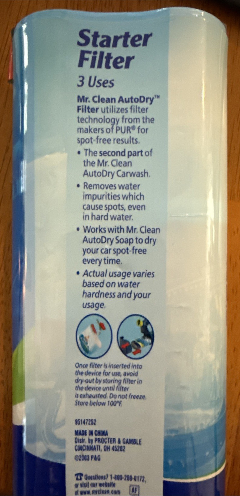 Mr. Clean Auto Dry Car Wash Replacement Starter Filter 3 Uses Sealed PUR Tech