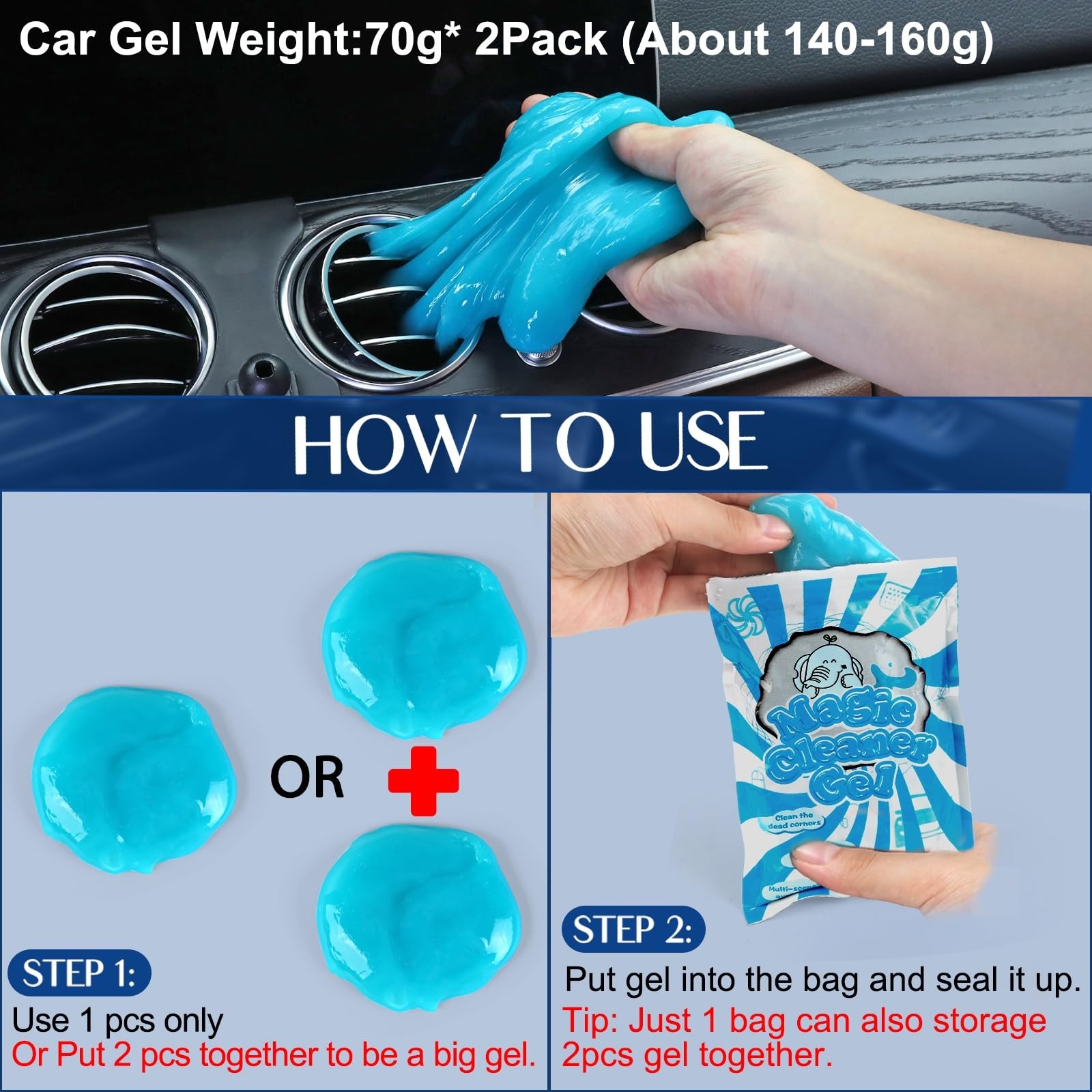 Car Interior Duster Detail Brush Cleaning Gel Kit, Soft Dash Vent Dusting Sli…