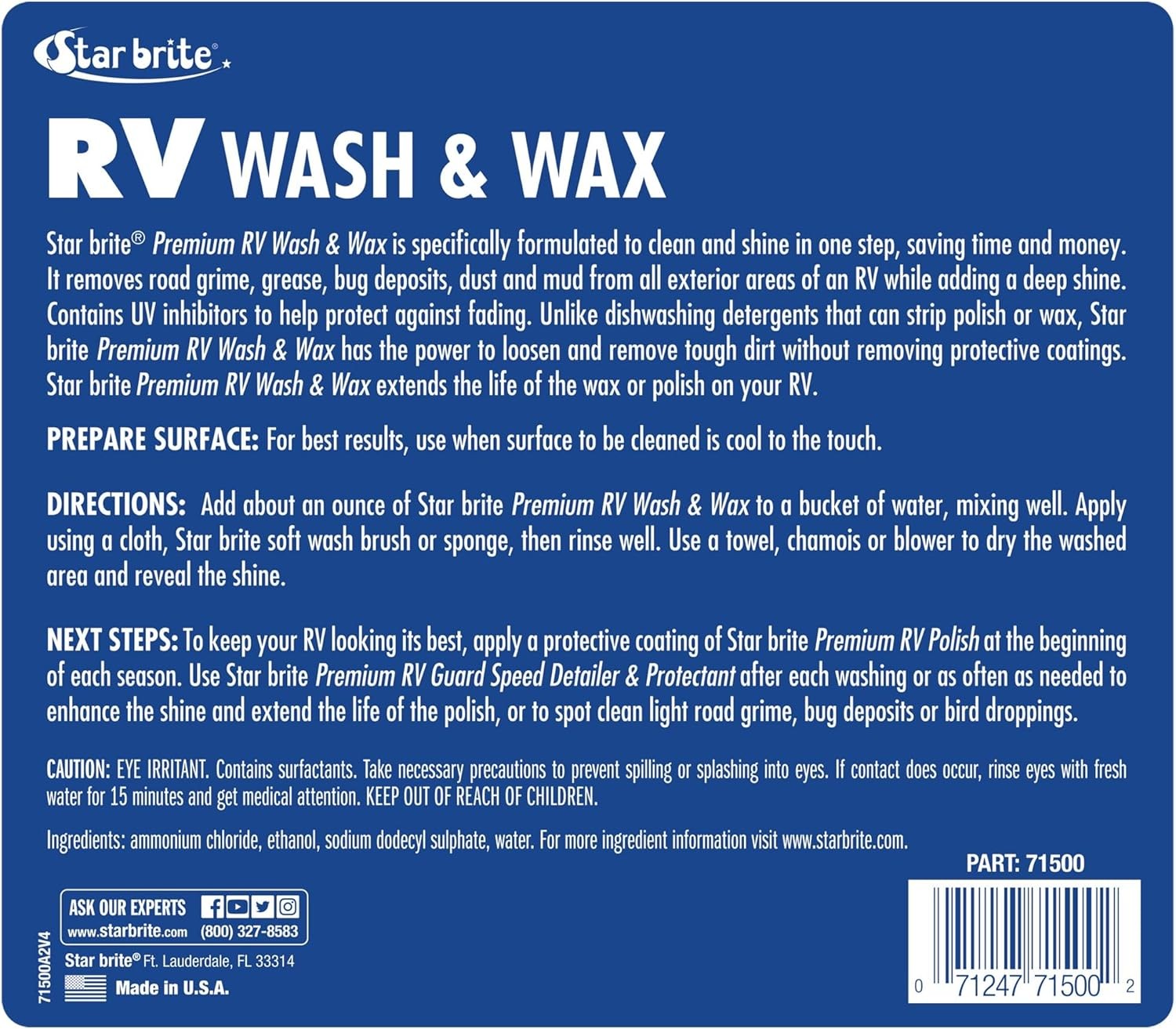STAR BRITE RV Wash & Wax w/PTEF (71500) One Step Concentrated Cleaner -…