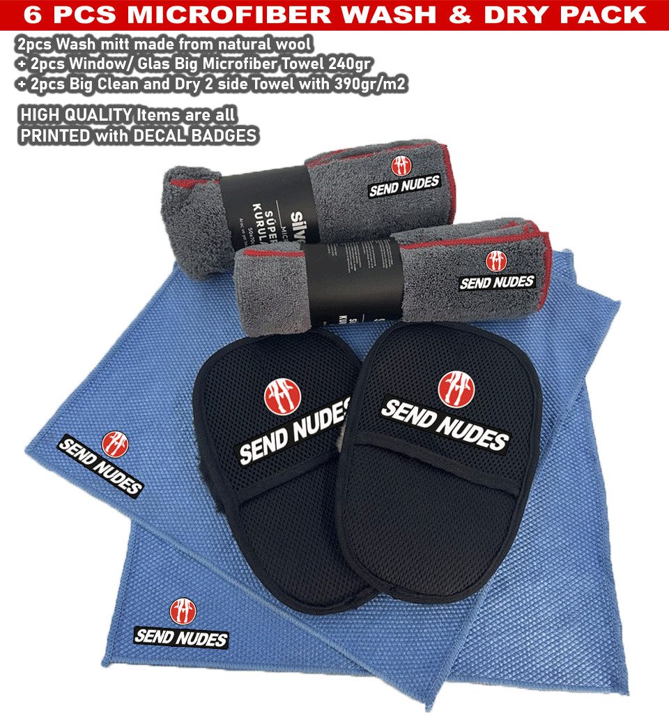 6Pack Car care Microfiber Detailing For Send Nudes Wash Mitt dry Towel Cleaning
