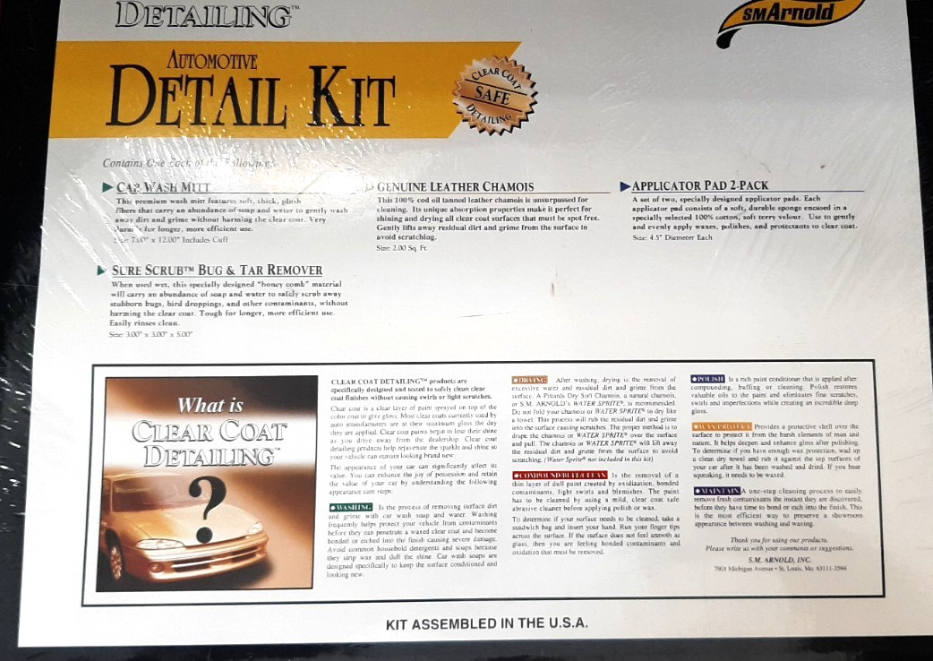 S M Arnold Automotive Detail Kit Clear Coat Detailing New in Package
