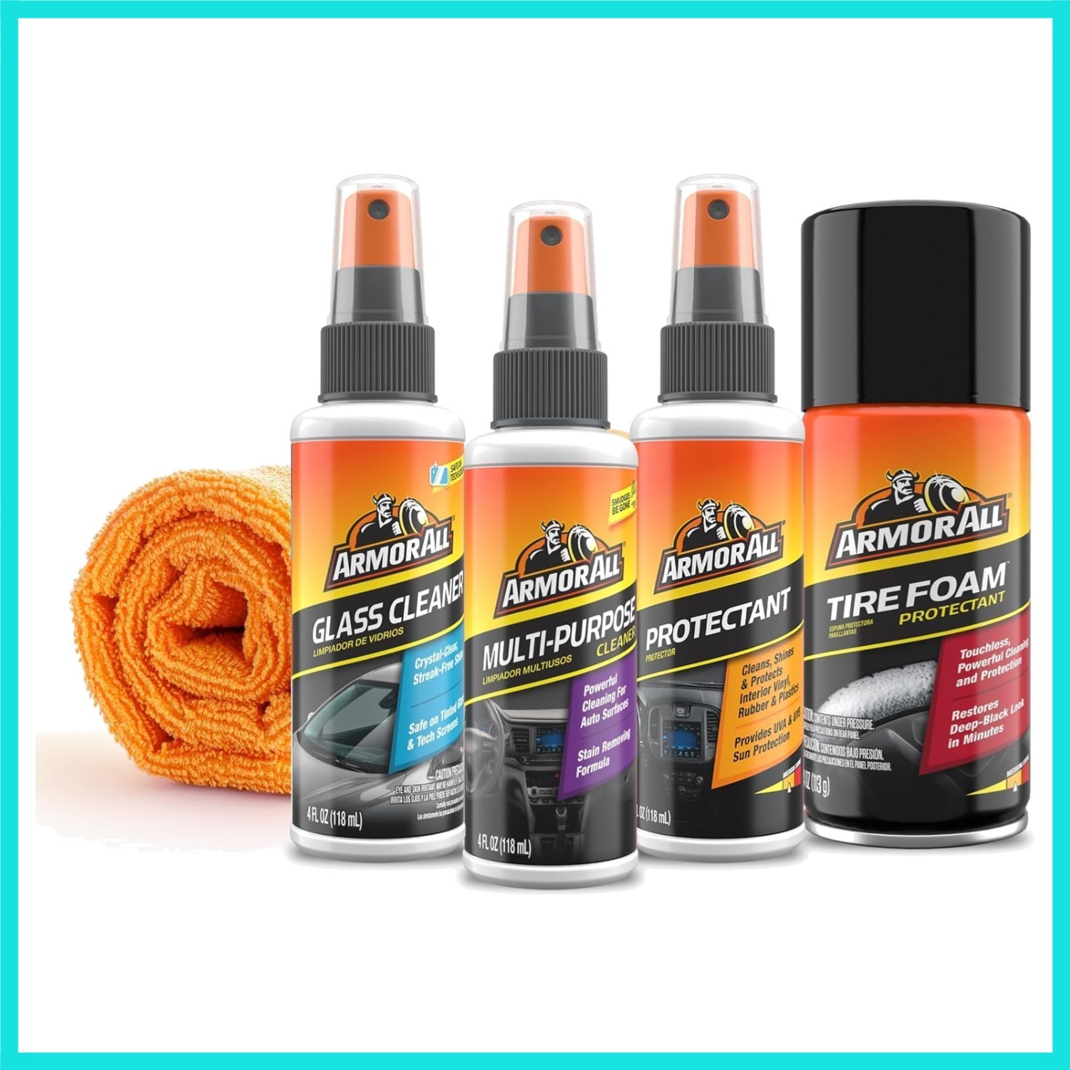 Car Wash and Car Interior Cleaner Kit, Includes Towel, Tire Foam, Glass Spray…