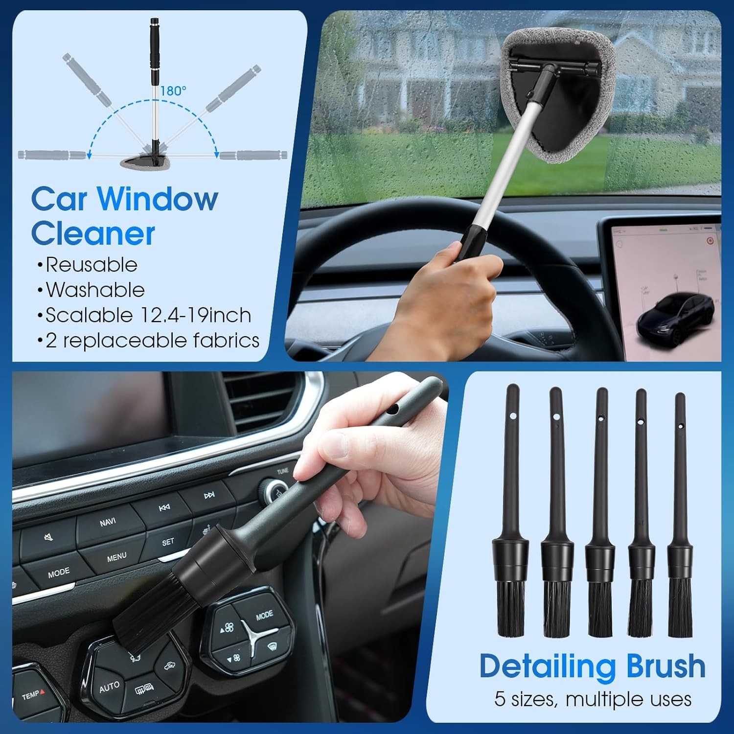 26pcs Car Cleaning Kit, Gray Interior Detailing Kit with High Power Vacuum Po…