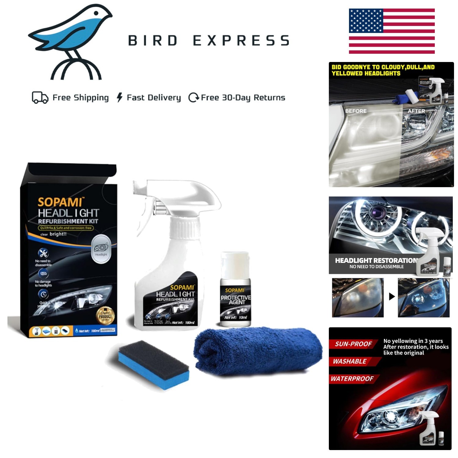 Automotive Headlight Restoration Kit Oxidized and Yellowed Automotive…