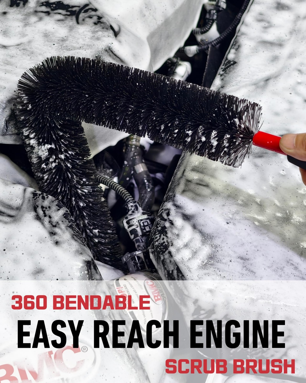 oesee 10PCS Engine Bay Cleaning Kit, Professional Under 10 Pack, Black, Red