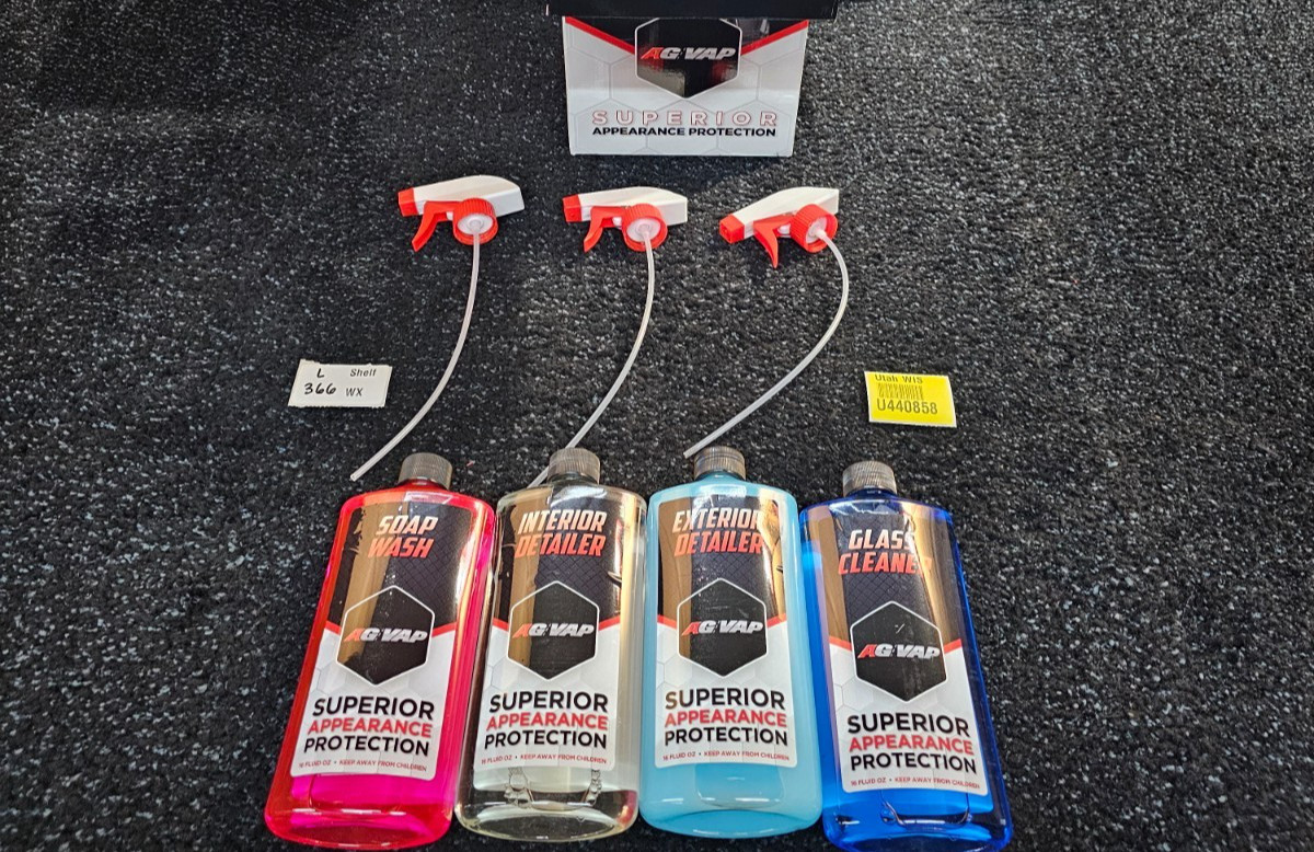 AG VAP Superior Appearance Auto Soap, Interior/Exterior Detailer & Glass Cleaner