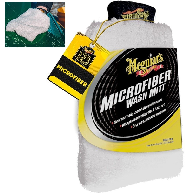 Meguiars Microfiber Wash Mitt for Car Super Absorbent Lint-Free Washcloth 1-Pack