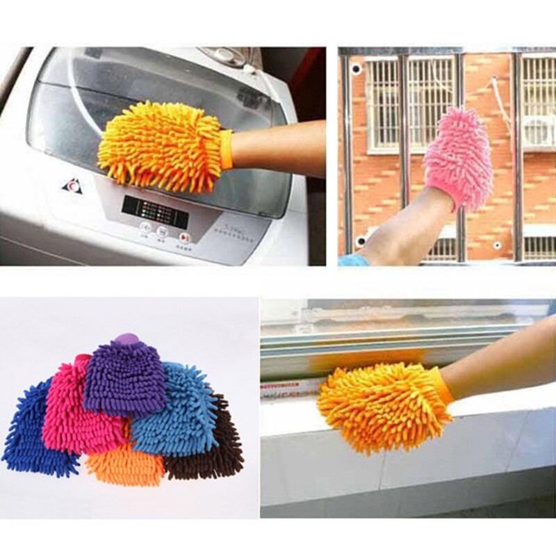 Chenille Car Wash Glove Microfiber Cleaning Wax Tool Duster Double Side Cleaning