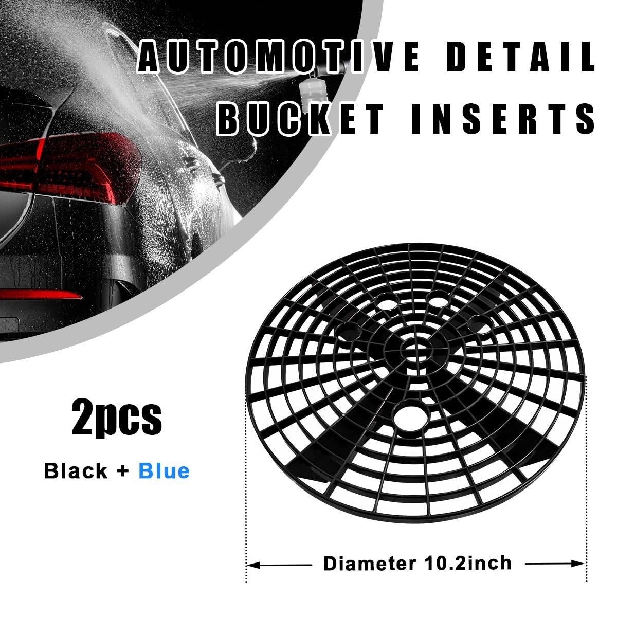 Sylvil 2 PCS Car Wash Bucket Insert, Dirt 10.2 × inches, Black+Blue