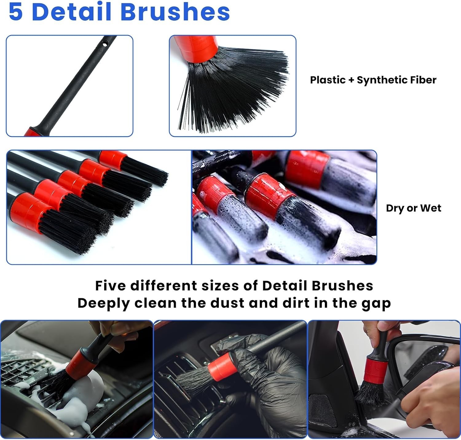 Complete 15 Pcs Auto Detailing Brush Set – Gentle, Effective Car Cleaning Tools