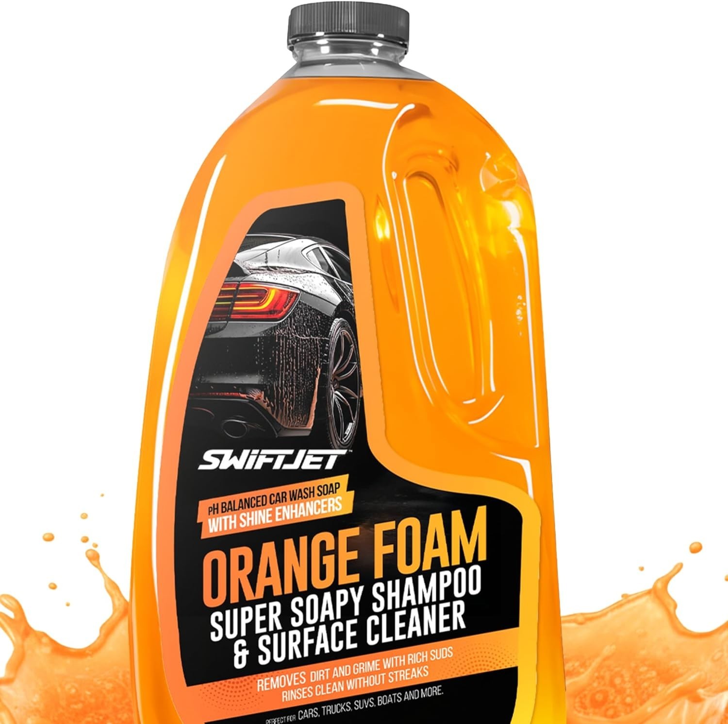 Orange Foam Car Wash Soap pH Balanced Super Soapy Shampoo & Surface 64 FL OZ