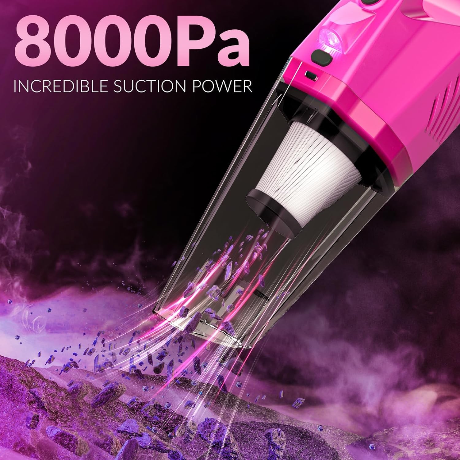 Car Cleaning Kit, Car Vacuum Detailing Kit Pink Car Accessories for Women