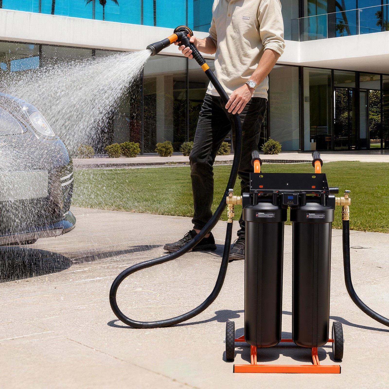 VEVOR Deionized Water System for Spotless Car Wash with 2 x 4L DI Resin & Bypass