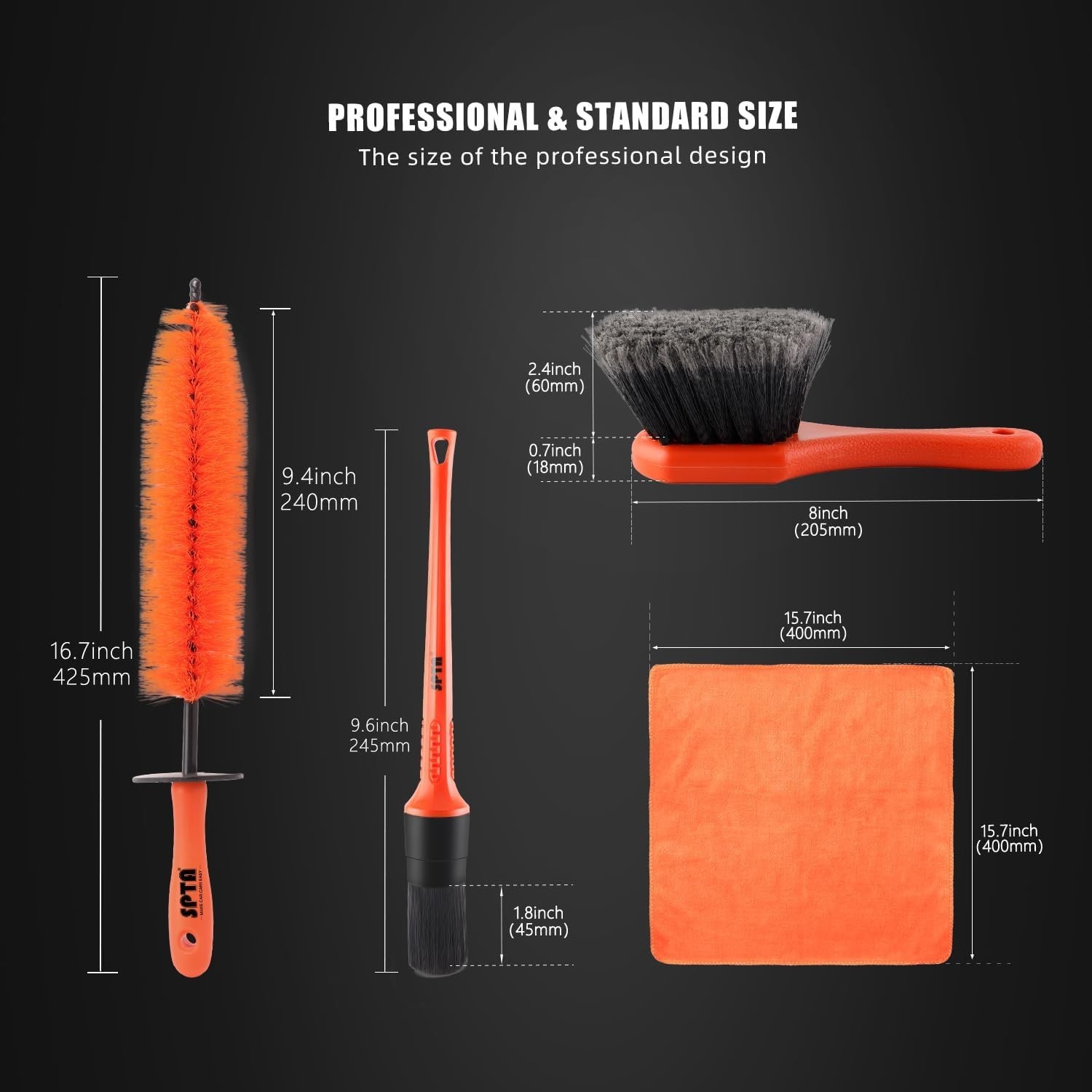 Ergonomically Designed 8-Pc Wheel & Tire Brush Kit for Fast Vehicle Cleaning