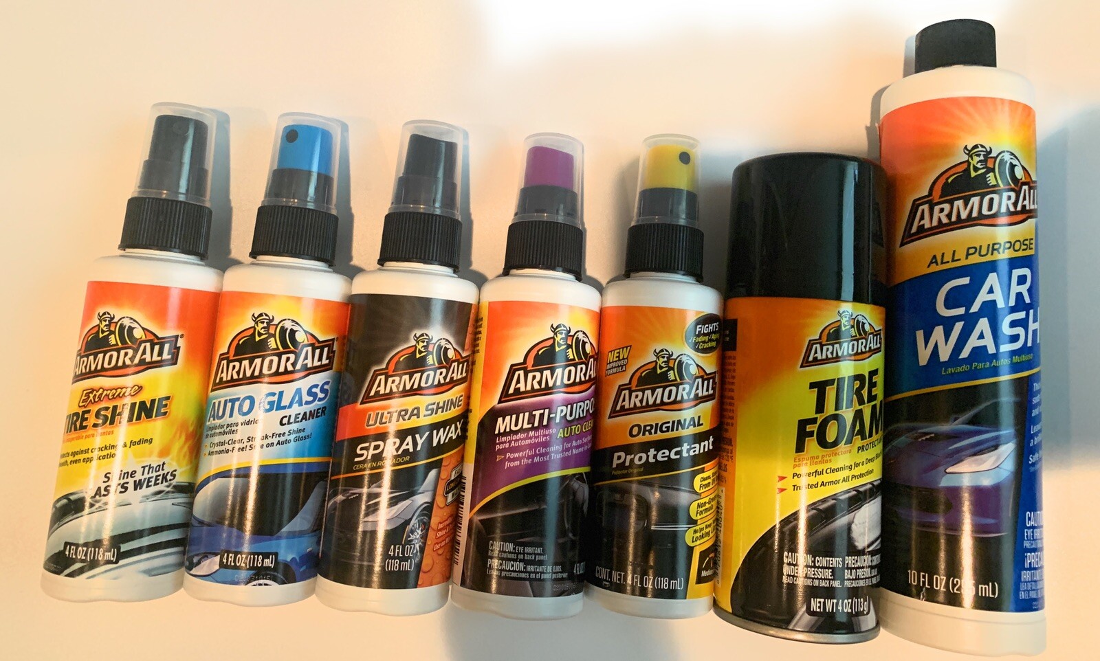 Armor All Car Wash and Cleaner Kit 7 Items-Tire shine Auto Glass Spray Wax Multi