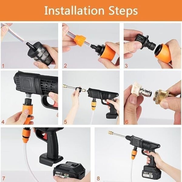 Portable Cordless Electric High Pressure Water Spray Gun Car Washer Cleaner Tool