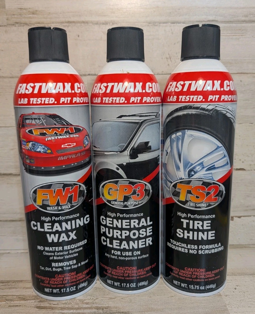 Lot Of 3 RGS Labs Waterless Detail System Fast Wax FW1 TS2 GP3 Cleaner