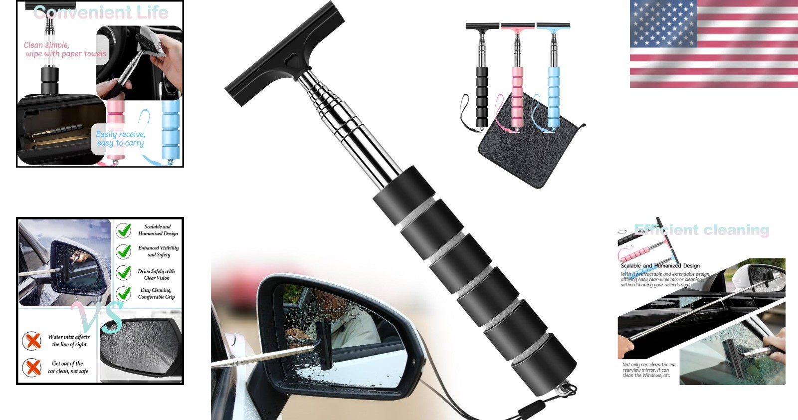 Universal Side Mirror Squeegee – Efficient Cleaning for Safe Driving in Rain