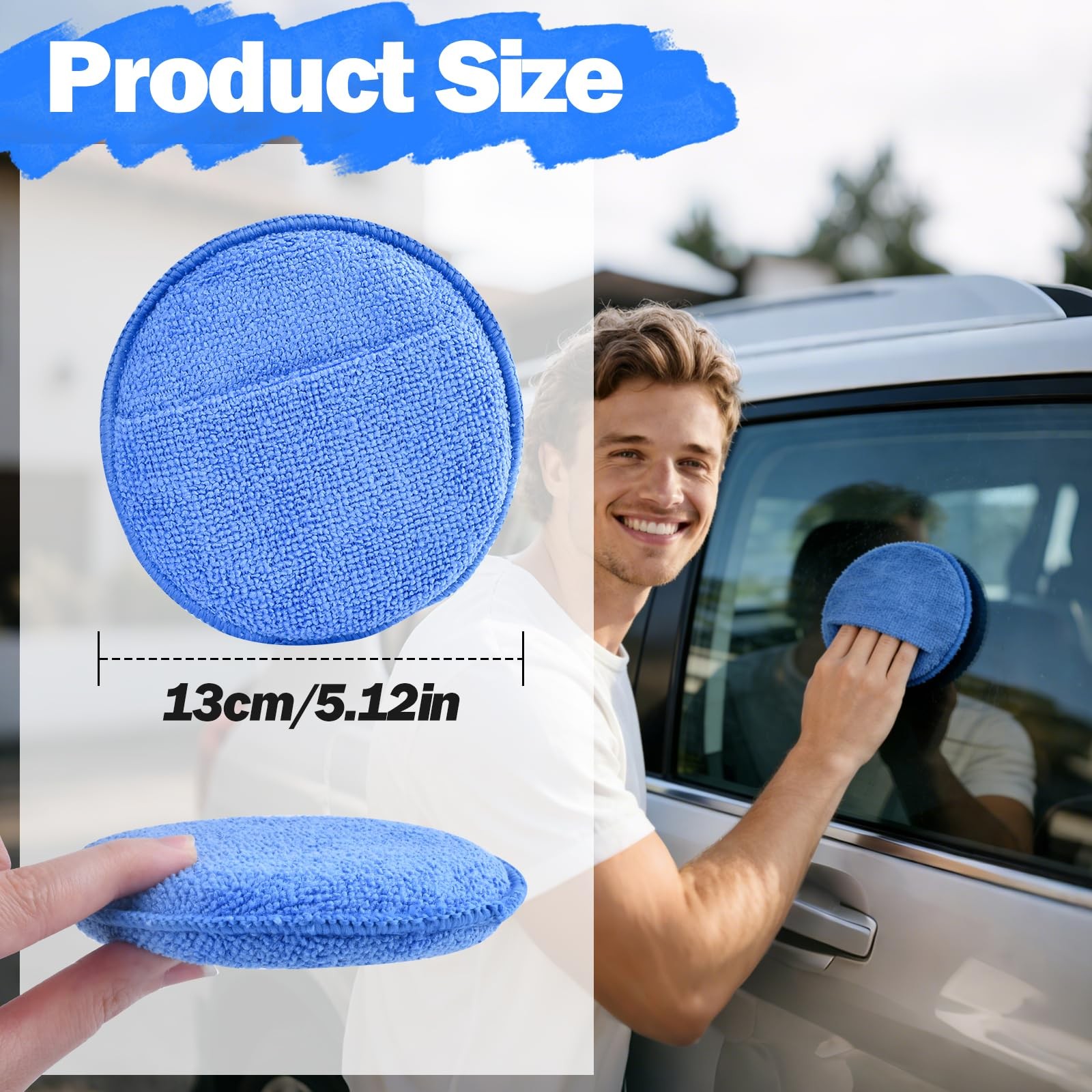 12 Pack Microfiber Wax Applicator Pads with Finger Pocket,Foam Car 5 inch
