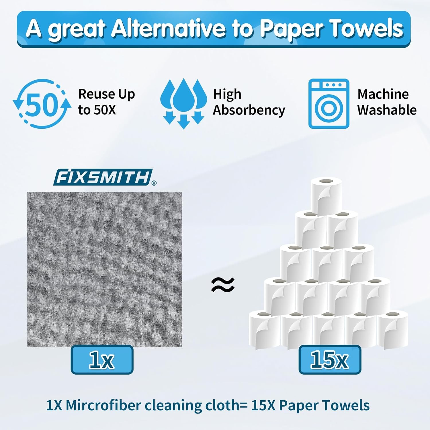 100 Pack, Gray Microfiber Cleaning Cloths Bulk, Automotive Microfiber Towels