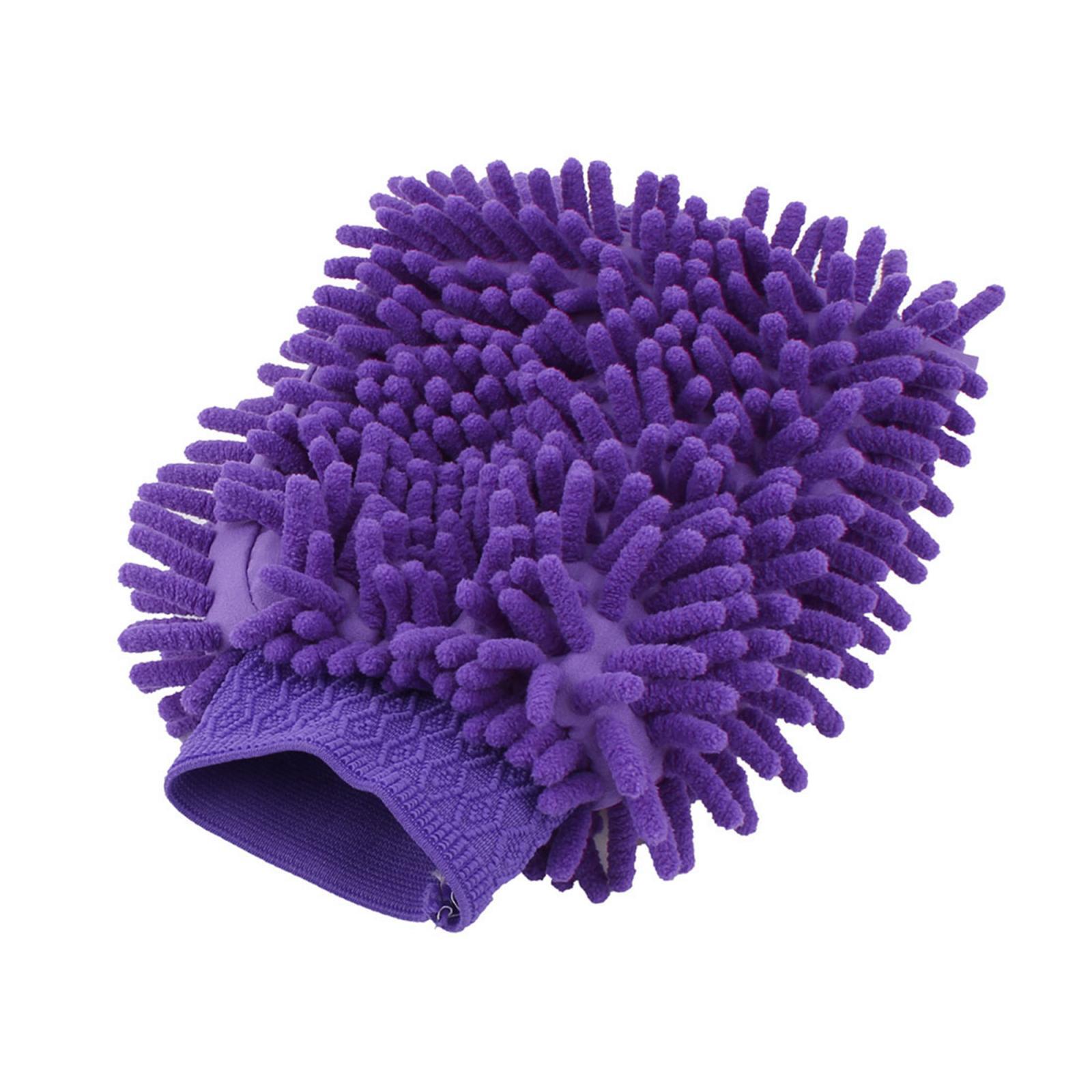 Purple Chenille Microfiber Washing Glove for Car Dusting Cleaning Mitt Mittens