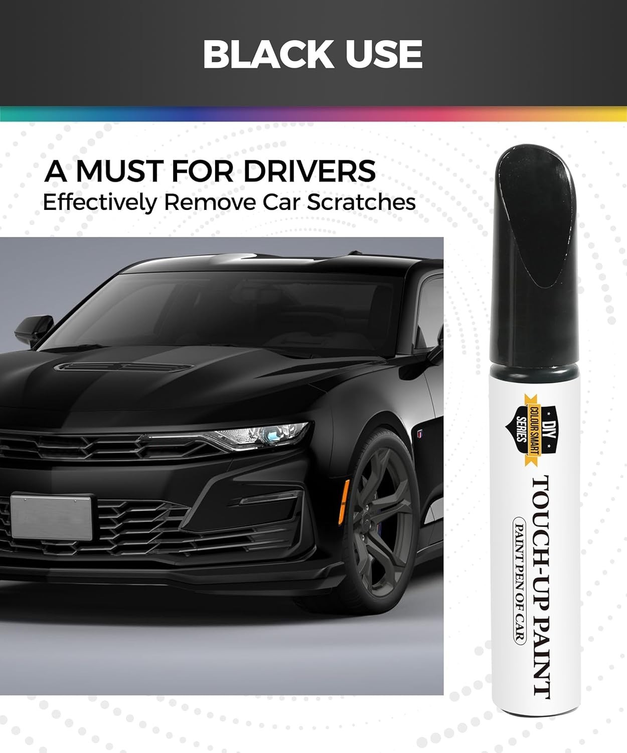 Car Touch Up Paint Pen for Black Scratches – Rustproof Waterproof Auto Repair