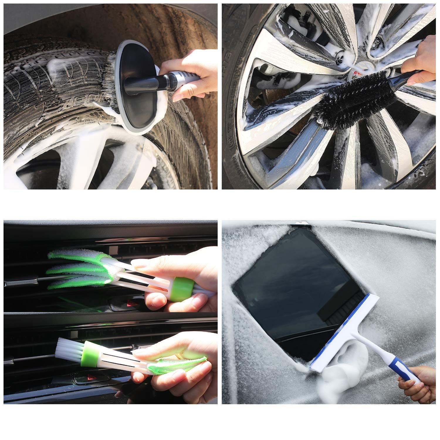 22Pcs Car Wash Detailing Tools Kit – Complete Interior Care Set, Collapsible Buc