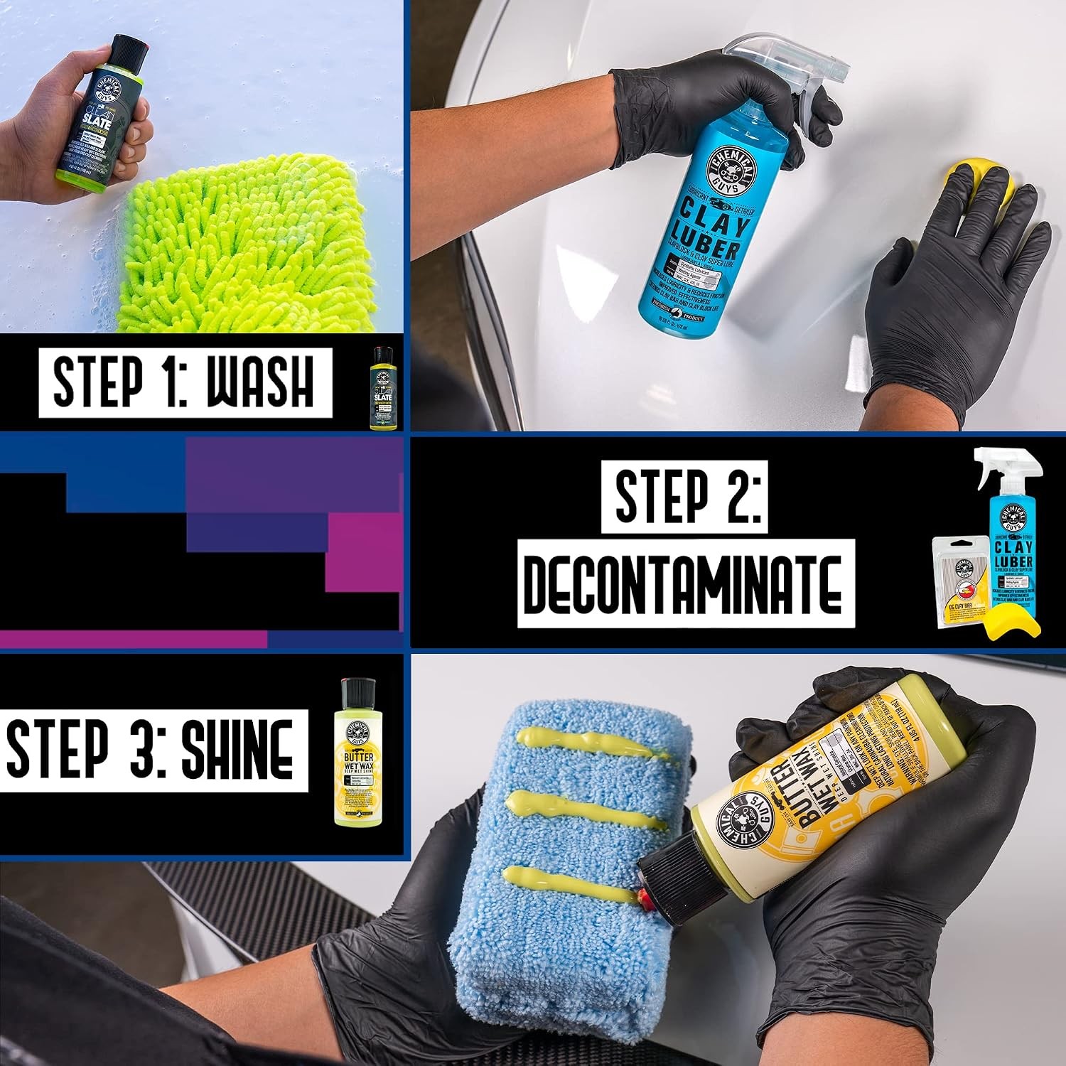 Chemical Guys 6-Piece Clay Bar & Luber Kit for Smooth Paint Prep & Cleaning
