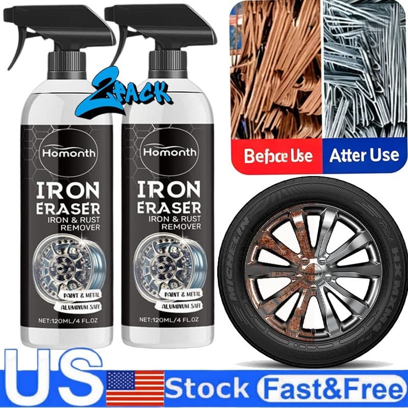 2PCS Iron Eraser Rust Remover Spray Car Wheel Paint Brake Dust Fast Cleaner New