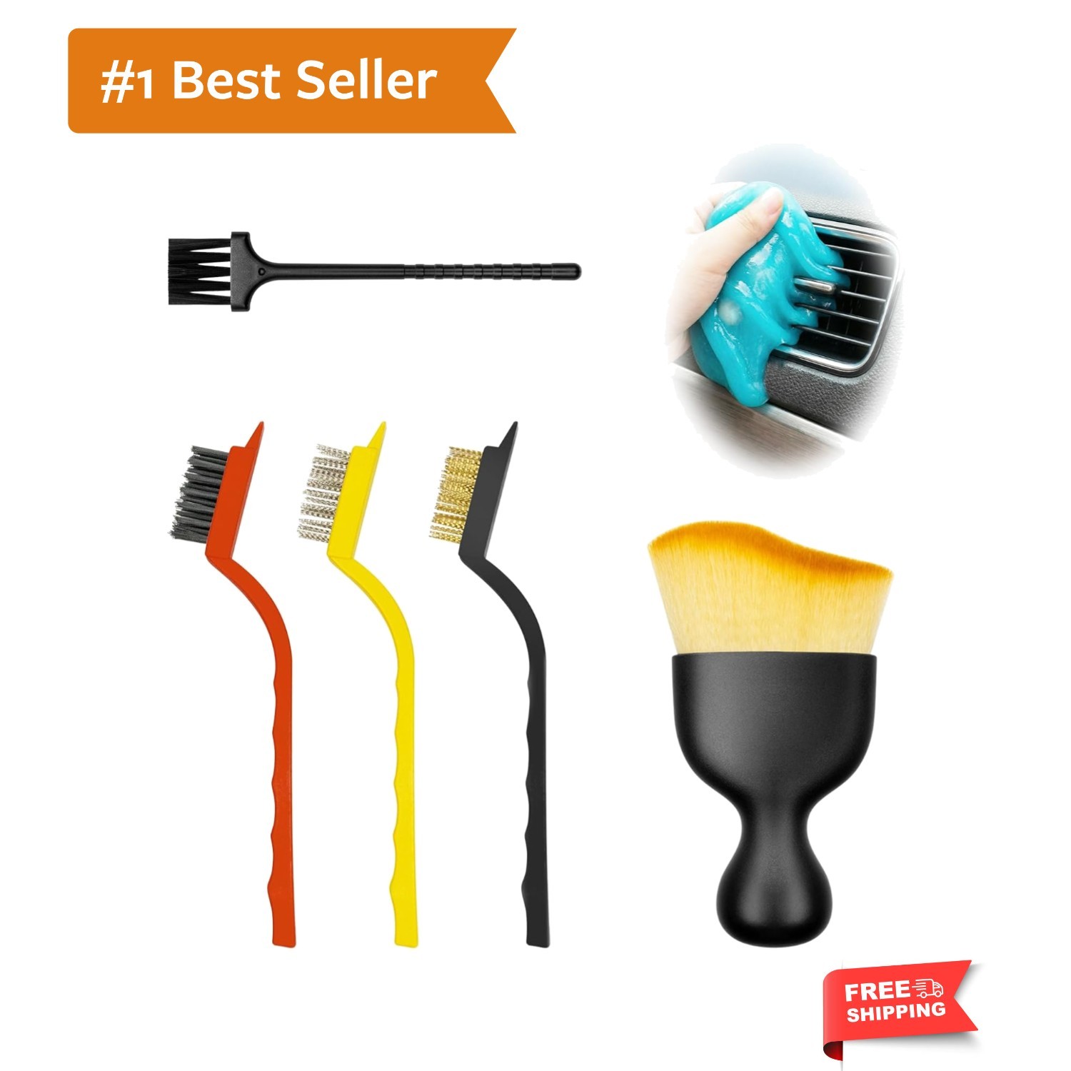 Car Interior Detailing Brush Cleaning Kit, Soft Bristle Dusting Brush, Wire B…