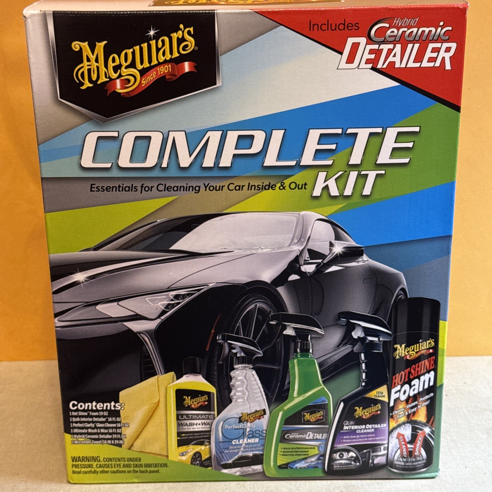 Meguiar’s Complete Car Care Kit – G55208 – Tire Shine, Wax, Ceramic Detailer