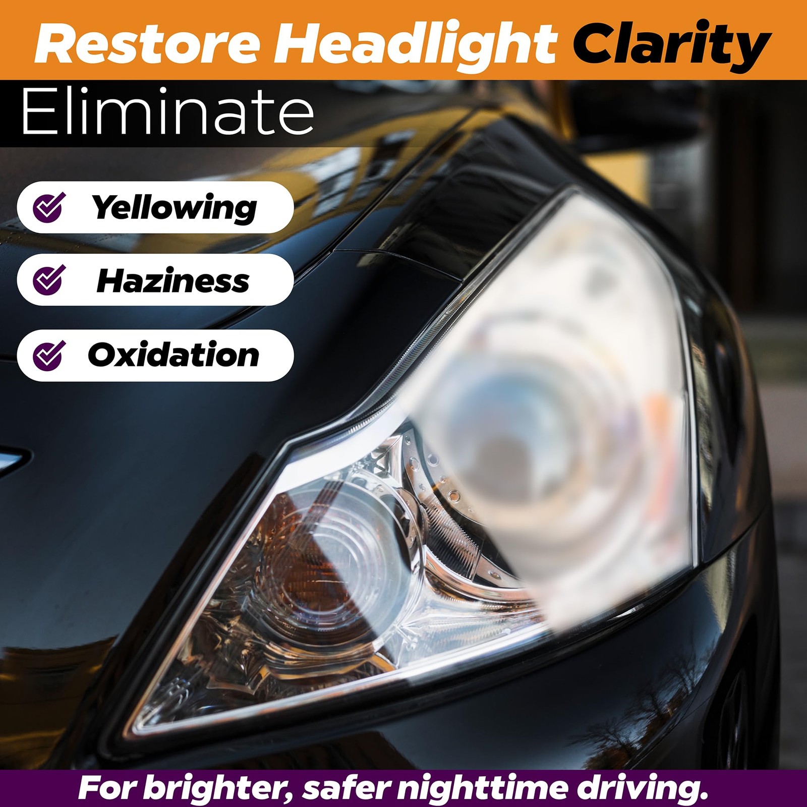Clear Lights Tech, Headlight Restoration Kit – Headlight Cleaner 3-Wipe Syste…