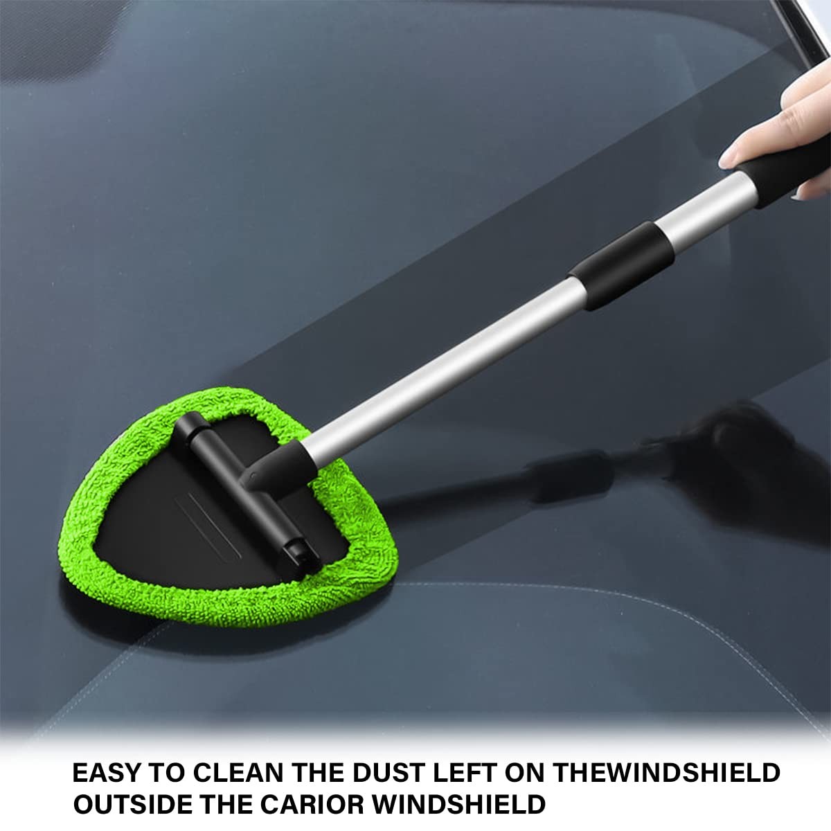 Windshield Cleaning Tool, Car Window Cleaner with 4 Washable Reusable Green