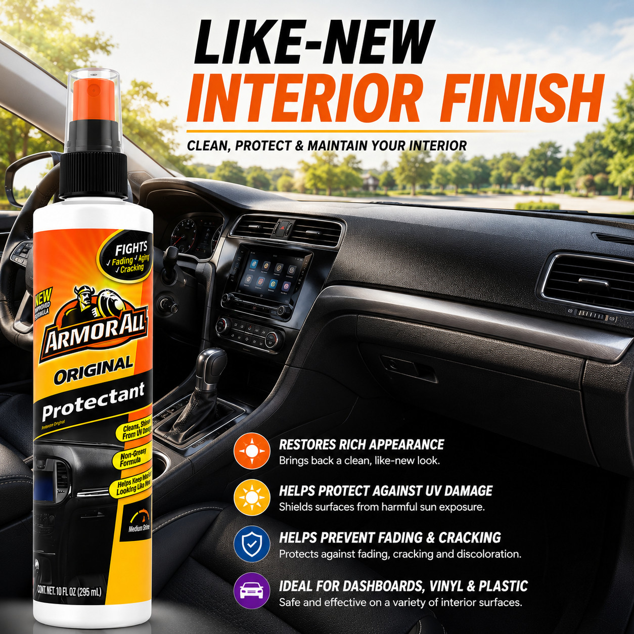 Armor All Original Protectant Spray 10 Oz UV Interior Cleaner Protectant 3 Pack