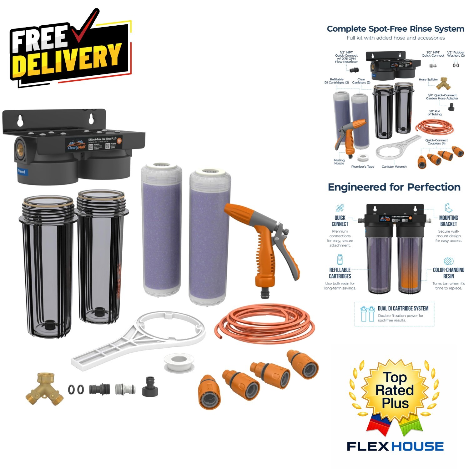 DI Spot-Free Car Wash Rinse Kit with Hose & Nozzle – Ultimate Streak-Free Shine