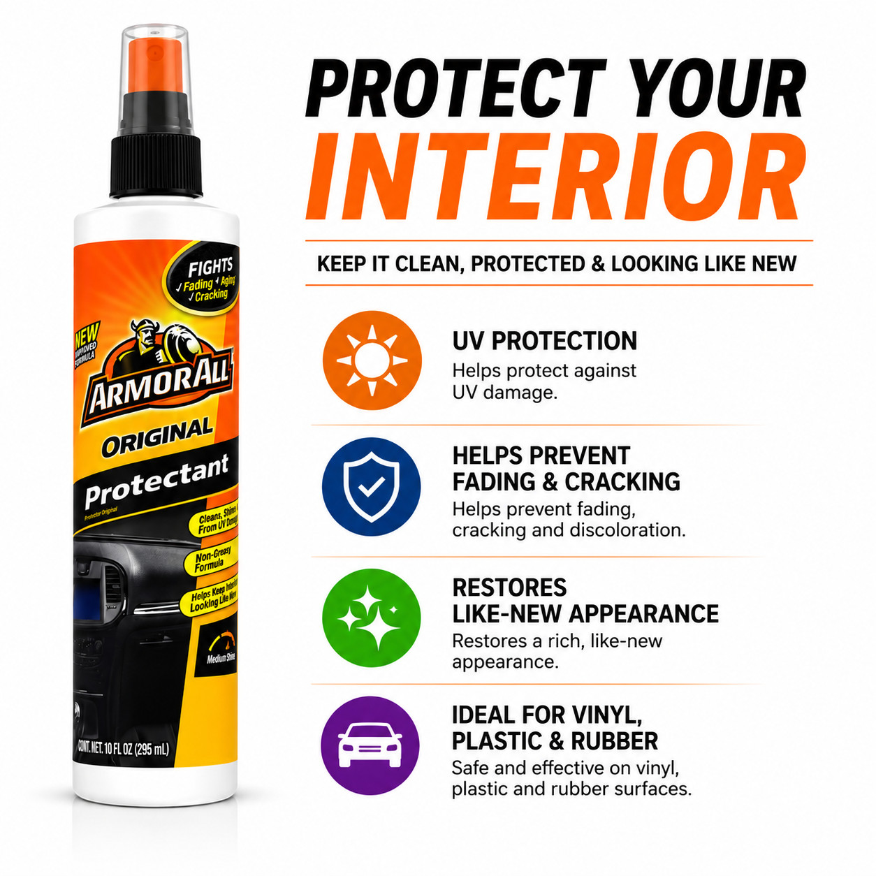 Armor All Original Protectant Spray 10 Oz UV Interior Cleaner Protectant 3 Pack