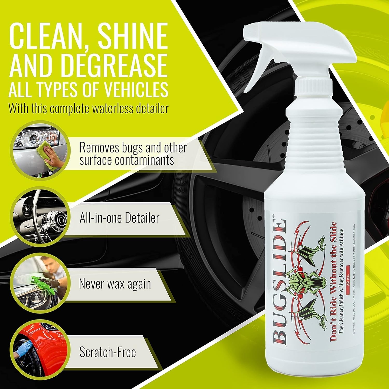 Streak-Free Bug Remover & Car Detailer Spray – 32 oz Non-Toxic Cleaning Solution