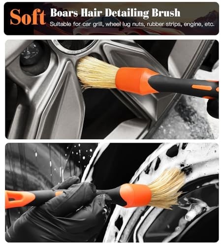 7PCS Motorcycle Cleaning Kit – Bendable Wheel Brushes, Tire & Chain Brush, Wash