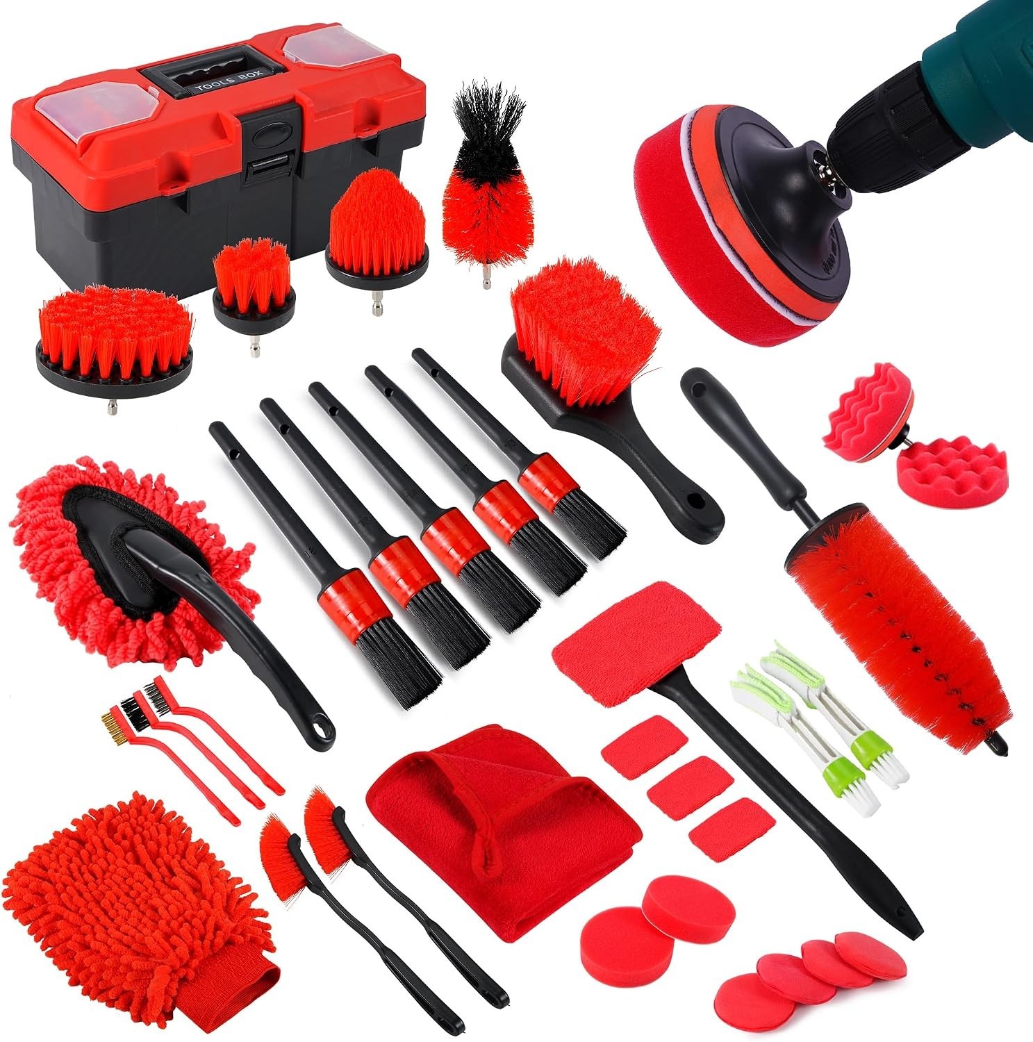 35Pcs Car Detailing Kit & Car Cleaning Kit – Windshield Tool, Long Wheel Brus…