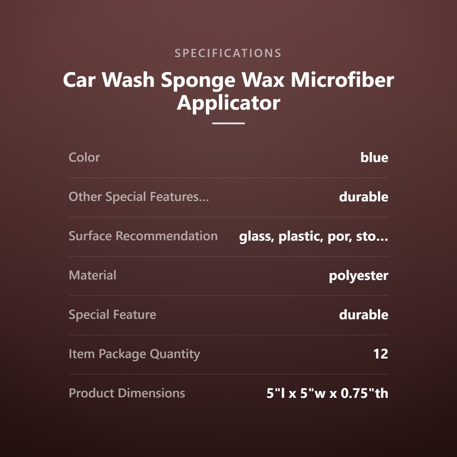 Car Wash Sponge Wax Microfiber Applicator Pads, 12-Pack