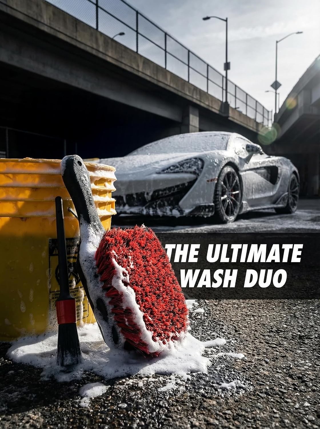 Dual-Function Car Cleaning Kit: Soft Bristle Tire Brush & Precision Detailer