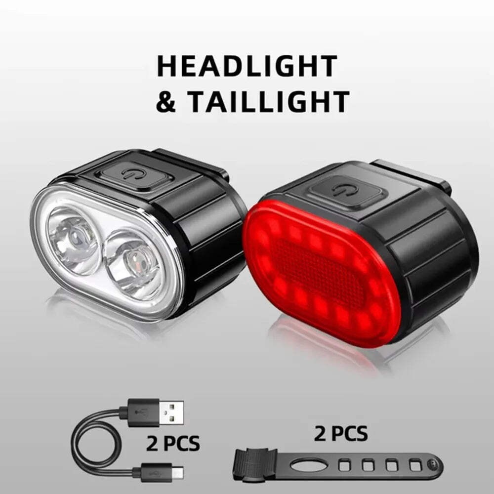 Cycling Bicycle Front Rear Light Set Bike USB Charge Headlight MTB
