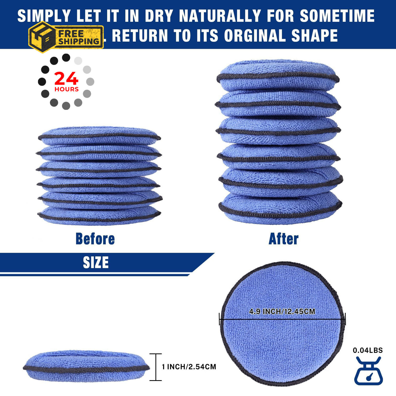 WORKPRO 18-Pack Car Wax Applicator Pads with Finger Pocket, Microfiber Blue